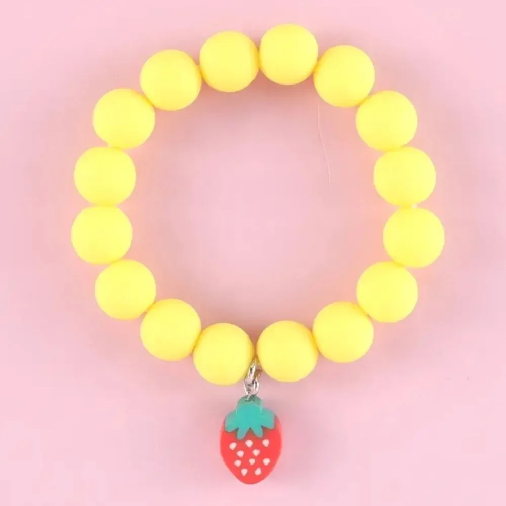 Girls Cute Soft Pottery Fruit Pendant Colorful Kids Bead Bracelet - Picture 4 of 7